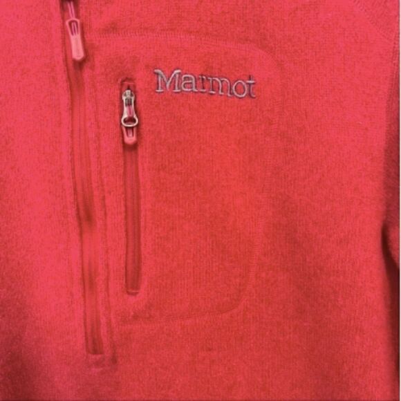 Men's Marmont Dark Red Fleece 1/4 Zip Pullover Jacket - Picture 4 of 7